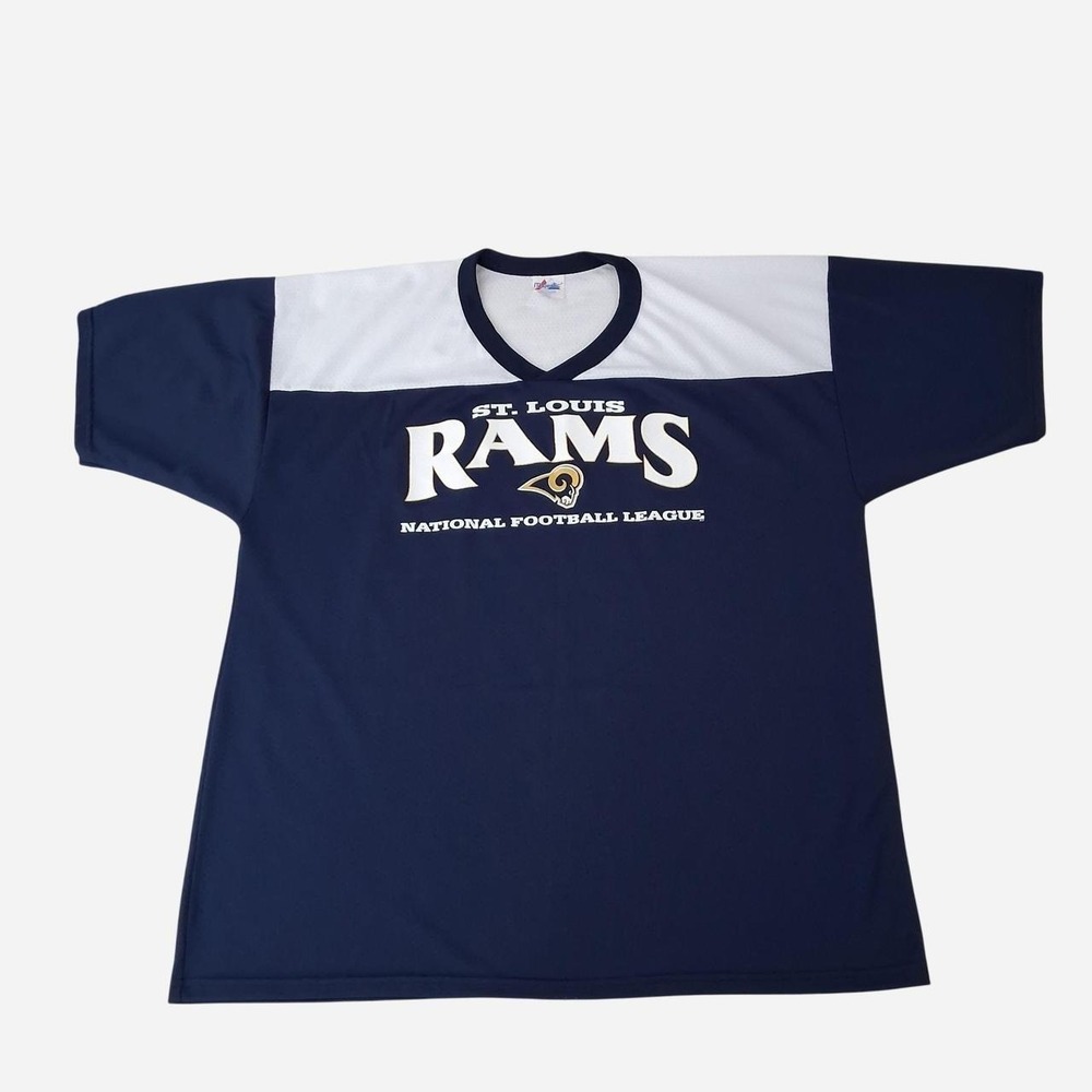 Vintage Majestic St Louis Rams Jersey 2X Blue White NFL Football Mesh